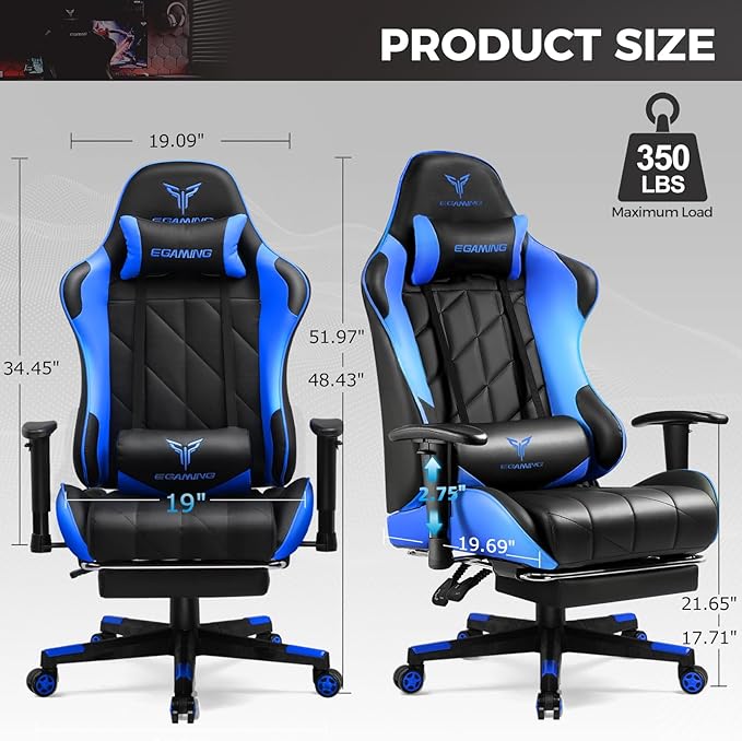 EXRACING Gaming Chair with 3D Adjustable Armrests, Cow Print Design, Ergonomic Office Chair with High Back, Computer Chair with Footrest,Comfy Diamond Stitching Sest, Game Chair for Adults