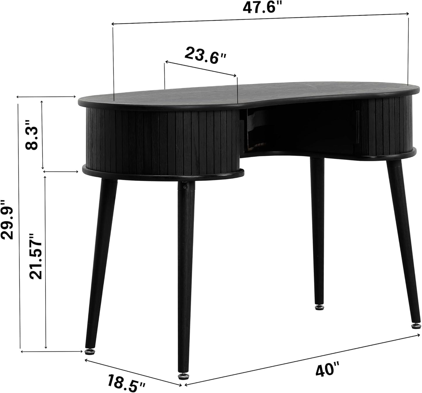 NTC Ripple Desk, Modern Wooden Writing Desk with Two Hidden Drawers, Stylish Vertical Groove Design, Home Office Workstation, Minimalist Study Table, Easy Assembly - Burnt Black
