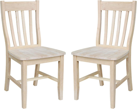 Set of Two Cafe Dining Chairs, Unfinished