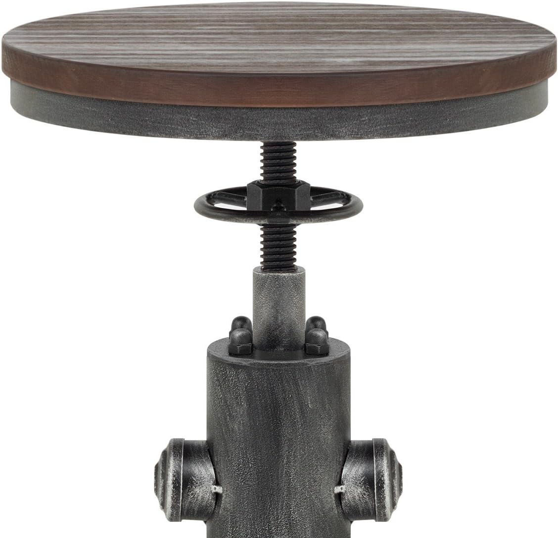 Topower Antique Vintage Industrial Barstool Solid Wood Water Pipe Fire Hydrant Design Cafe Coffee Industrial Bar Stool Set of 2 Silver