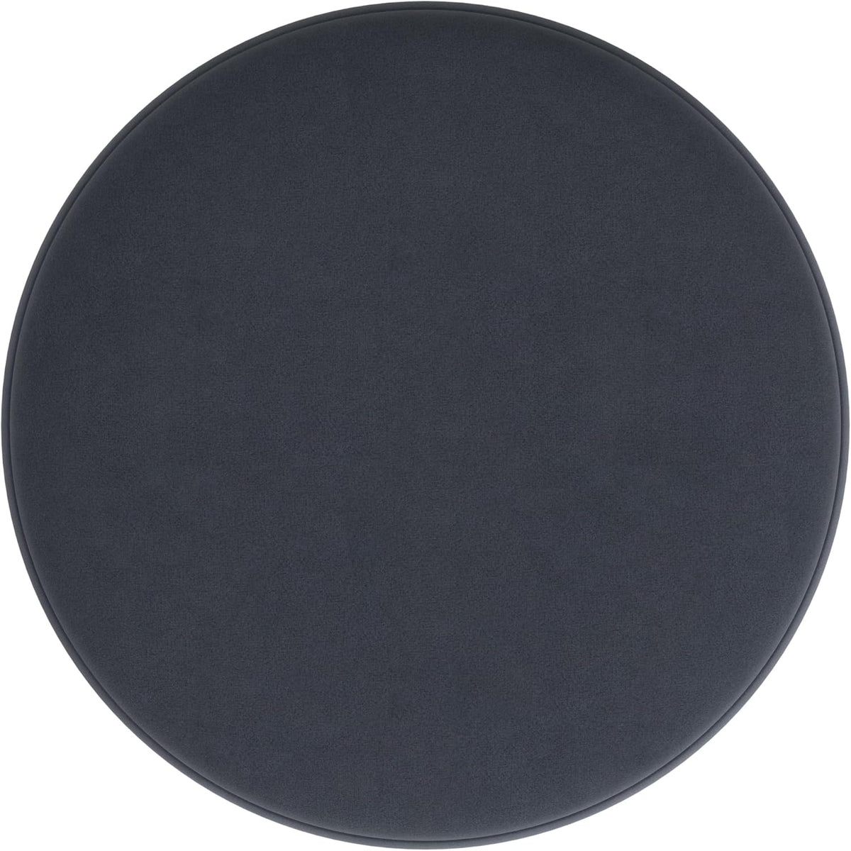 HomePop Upholstered Round Ottoman (No Lid, Seat Only) Home Décor | Round Pouf Foot Rest – Steel Blue Velvet