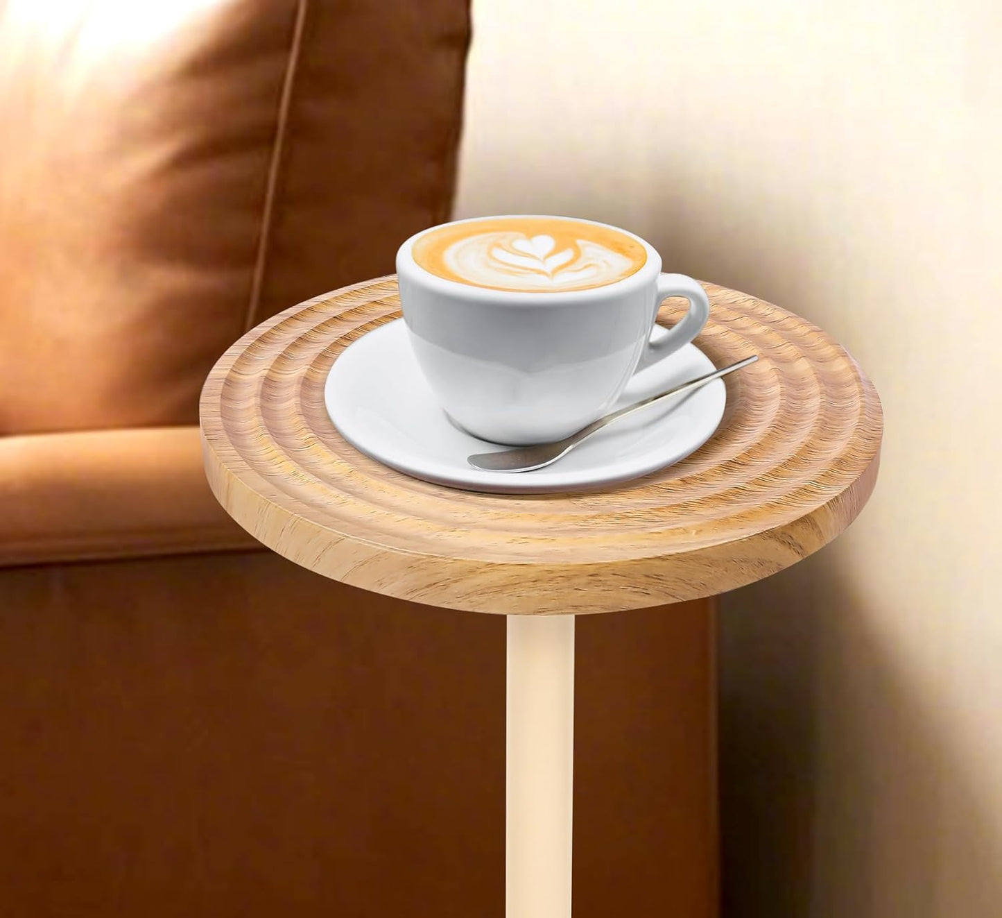 ZYBT Pedestal Side Table,10.24" Natural Wood Round Coffee Table, Drink Table Pedestal, Coffee Tables for Small Spaces, Martini Tables, Round Cocktail Small Side Tables for Living Room(Natural)