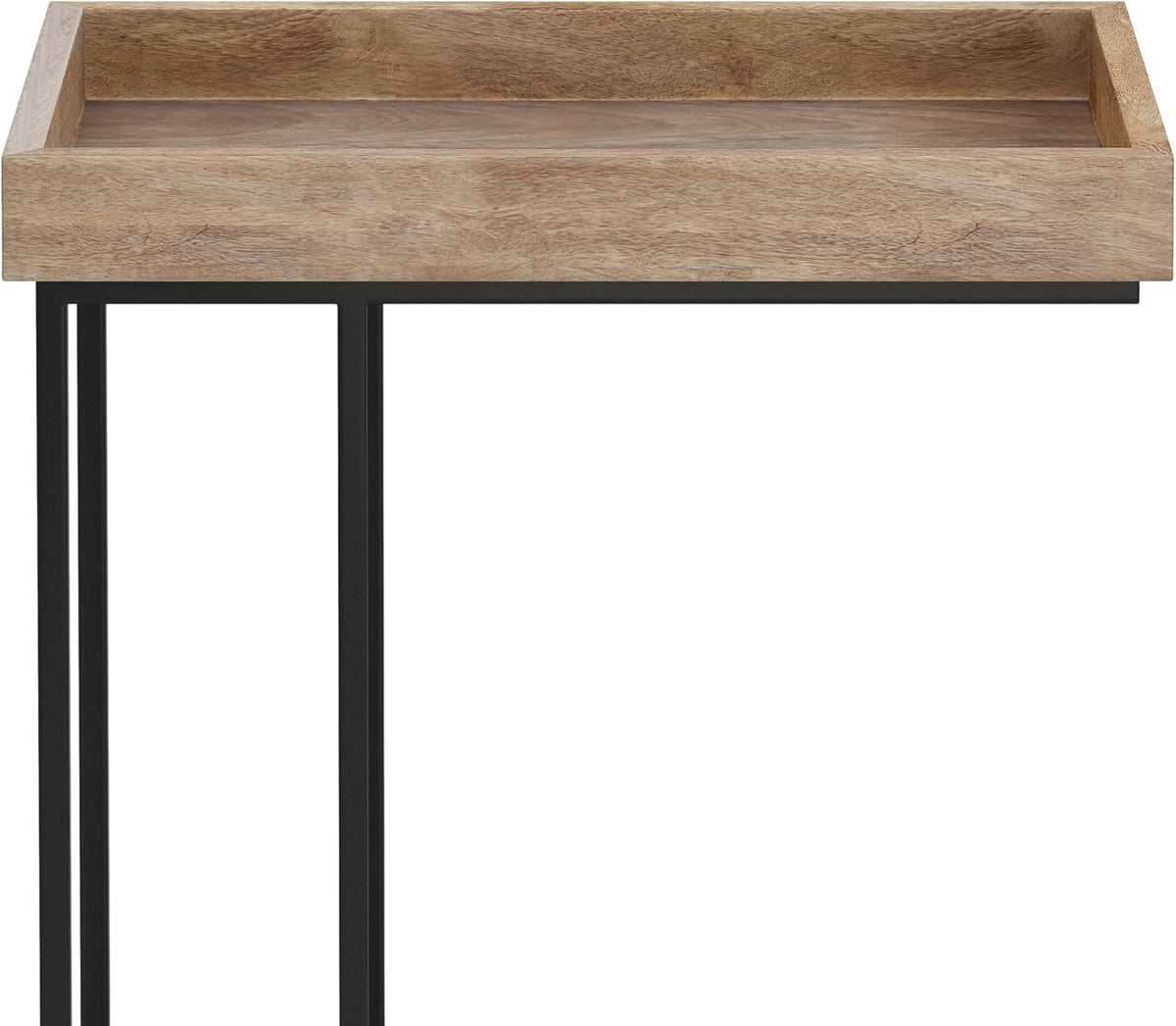 SIMPLIHOME Gallagher SOLID MANGO WOOD and Metal 12 inch Wide Rectangle Industrial C Side Table in Natural, Fully Assembled for the Living Room and Bedroom