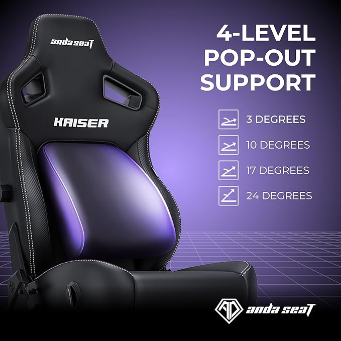 Anda Seat Kaiser 4 Large Gaming Chair for Adults - Ergonomic Black Fabric Gaming Seat with 6D Armrest, Comfortable Office Chair with Lumbar Support, Heavy Duty Wide Computer Seat