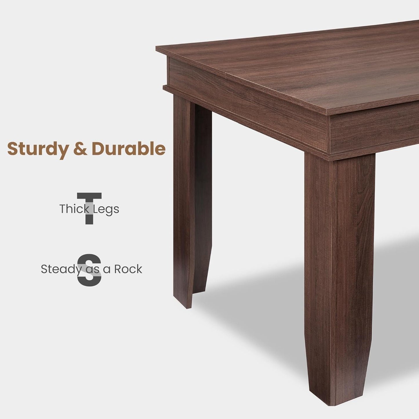 GarveeHome Farmhouse Dining Table for 6-8 People, 71" Long Brown Kitchen Tables with Wooden Sturdy Frame, 6 Ft Large Rectangular Dinner Table for Living Room, Kitchen, Dining Room