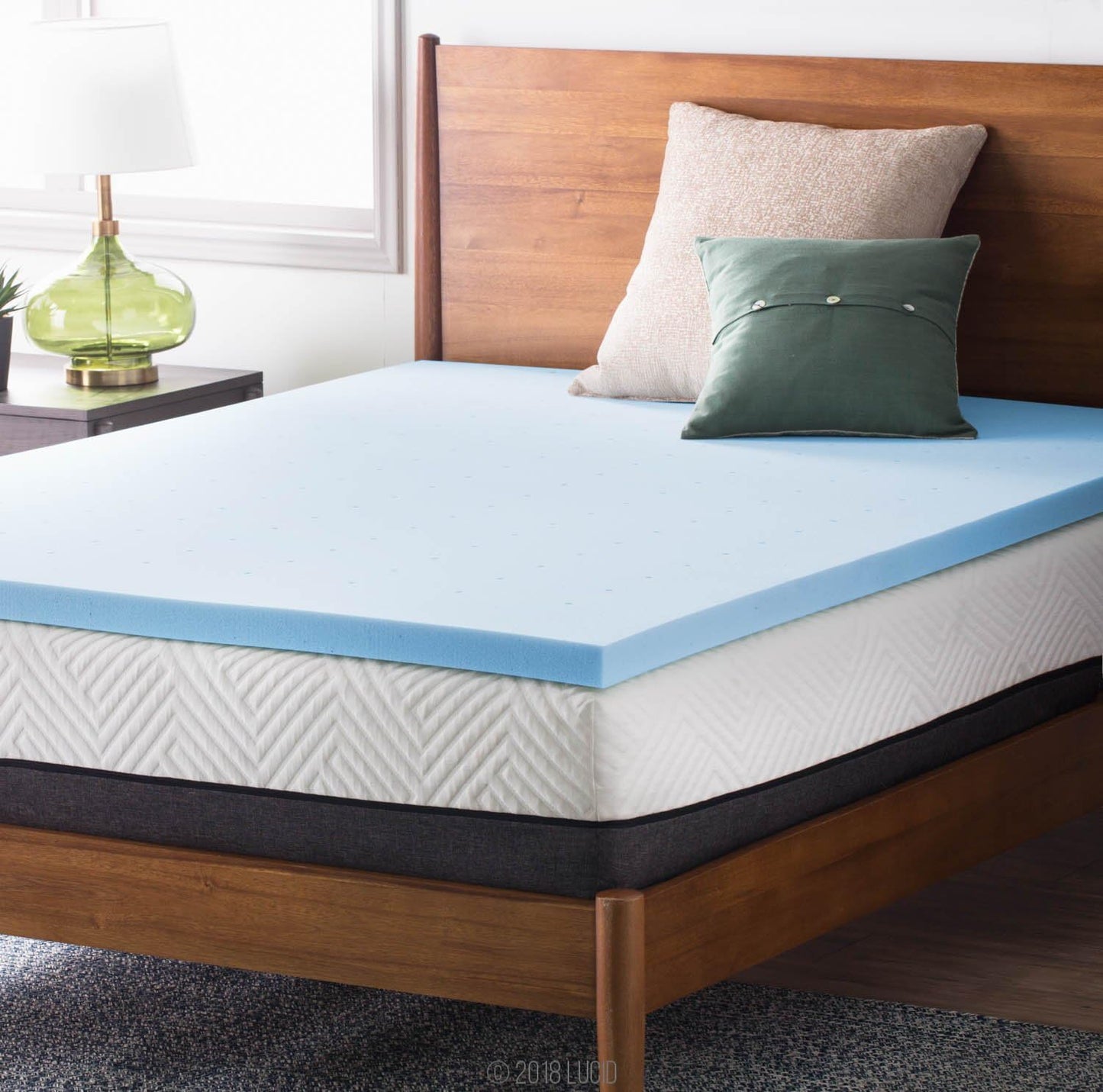 Lucid 2 Inch Mattress Topper - California King Size - Cooling Gel Infused Memory Foam - Plush Feel Pressure Relieving Bed Topper - Mattress Pad – Ventilated Breathable Design – CertiPur Certified