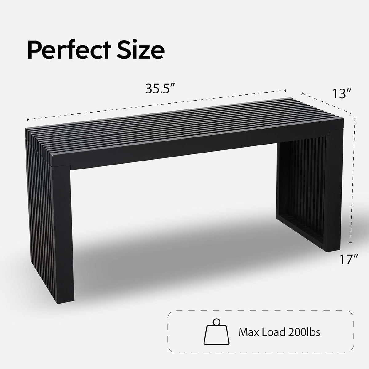 Bamboo Natural 36 inch Wooden Bench, Small Wood Benches for Entryway, Living & Dining Room, Kitchen, Bedroom, Bathroom, Hallway, Front Door, For Indoor & Outdoor Patio Use, Mid Century Modern Decor