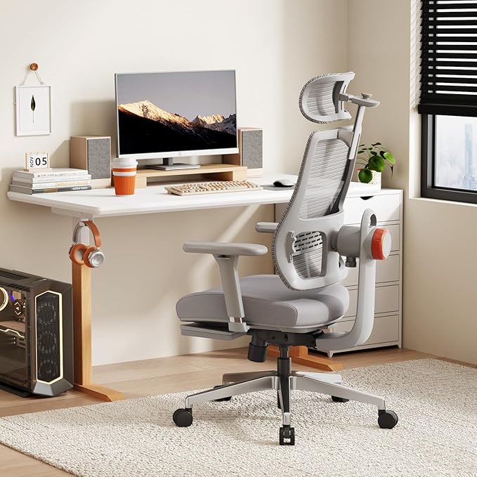 Newtral Ergonomic Office Chair-Home Office Desk Chair with Footrest, Auto-Following Backrest & Headrest, 4D Armrests, 96°-136° Recline