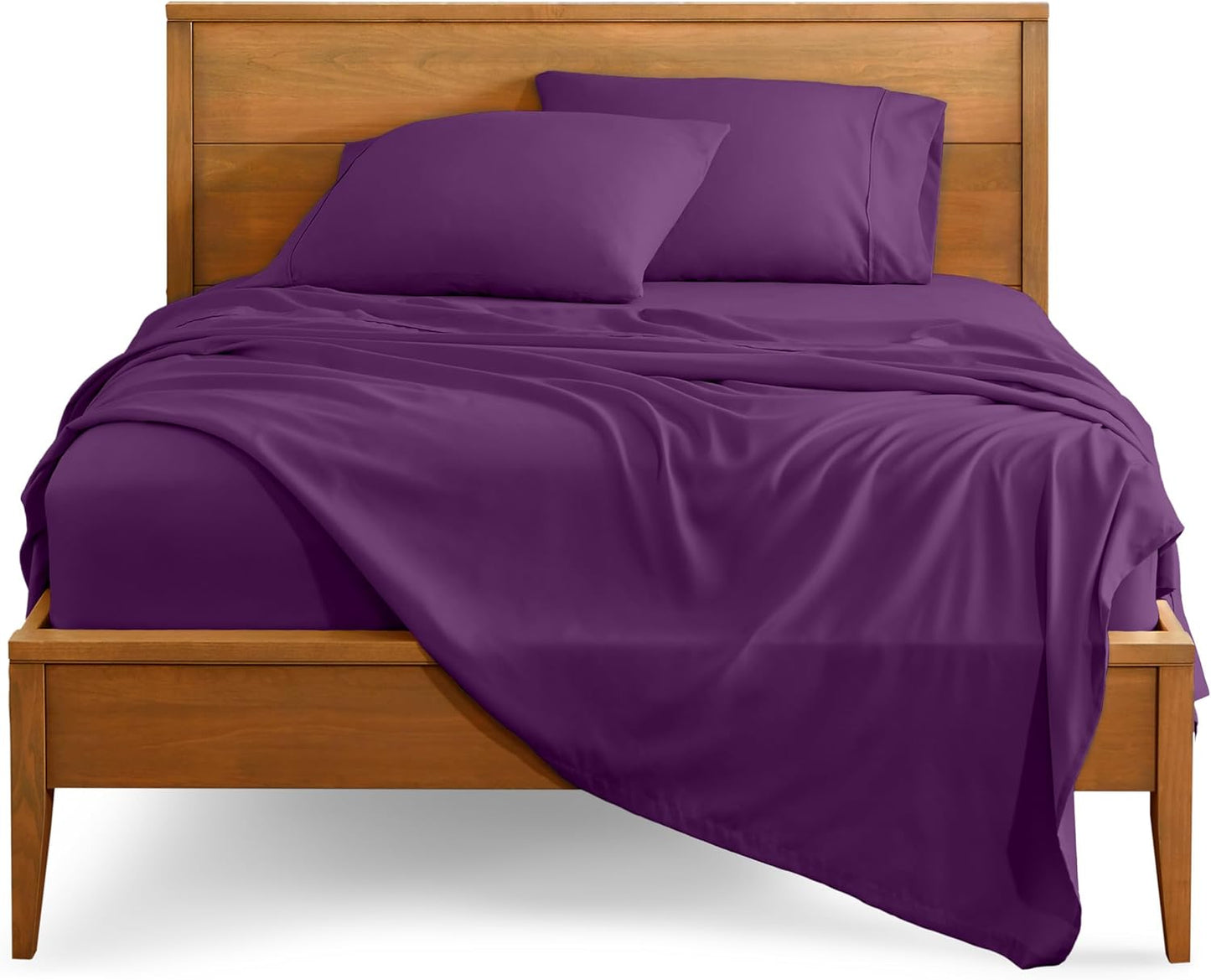 Bare Home Full Sheet Set - Luxury 1800 Ultra-Soft Microfiber Full Bed Sheets - Double Brushed - Deep Pockets - Easy Fit - 4 Piece Set - Bedding Sheets & Pillowcases (Full, Plum)