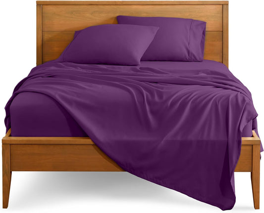 Bare Home California King Sheet Set - 1800 Ultra-Soft Microfiber Cal King Bed Sheets - Double Brushed - Deep Pockets - Easy Fit - 4 Piece Set - Bed Sheets (California King, Plum)