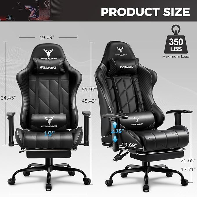 EXRACING Gaming Chair with 3D Adjustable Armrests, Cow Print Design, Ergonomic Office Chair with High Back, Computer Chair with Footrest,Comfy Diamond Stitching Sest, Game Chair for Adults