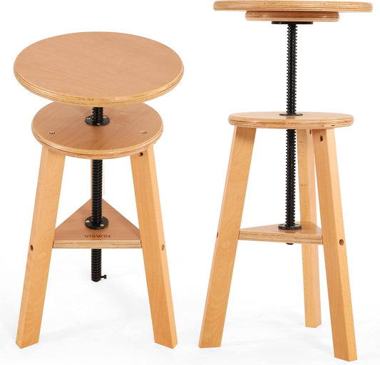 VISWIN Adjustable Drafting Stool for Artists & Adults, 19"-26" Height Solid Beech Wood Art Stool for Studio, Swivel Drafting Chair for Drawing, Home Use, Office, Kitchen