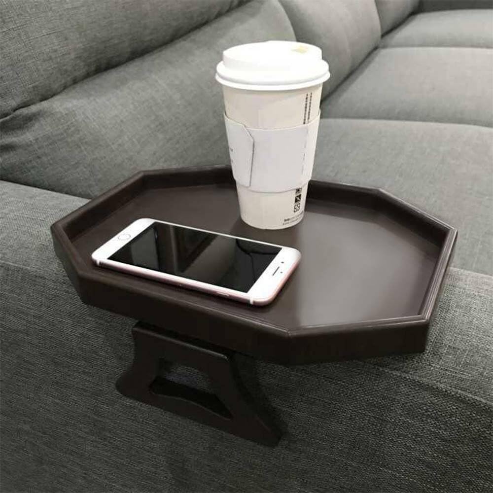 Pekokavo Sofa Armrest Clip Table – No-Slip Couch Tray for Drinks, Snacks, Remote – Adjustable Armchair Table for Living Room, Bedroom, Dorm – Fits Most Armrests (Cherry)