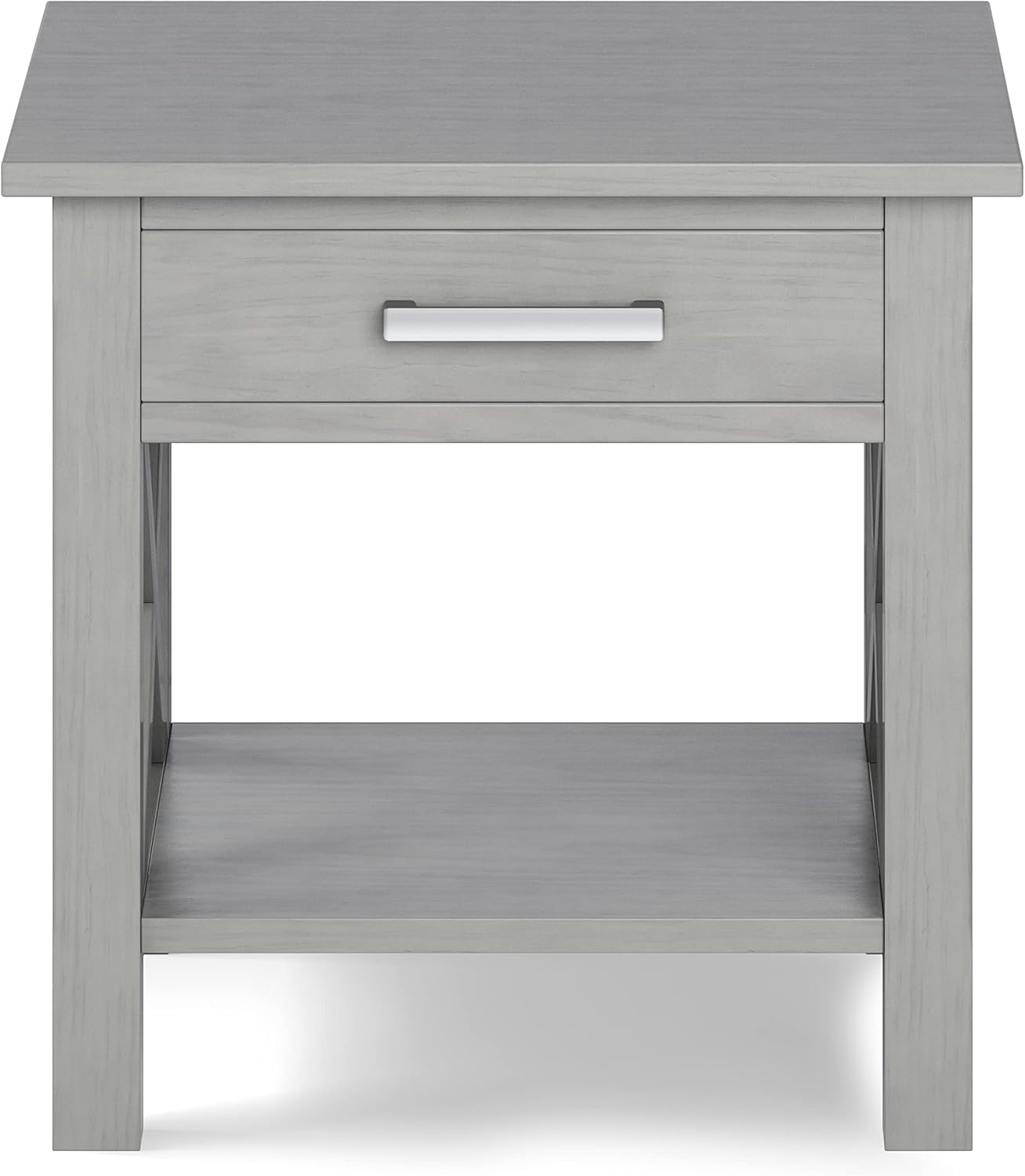 SIMPLIHOME Kitchener SOLID WOOD 21 Inch Wide Square Contemporary End Side Table in Fog Grey, For the Living Room and Bedroom