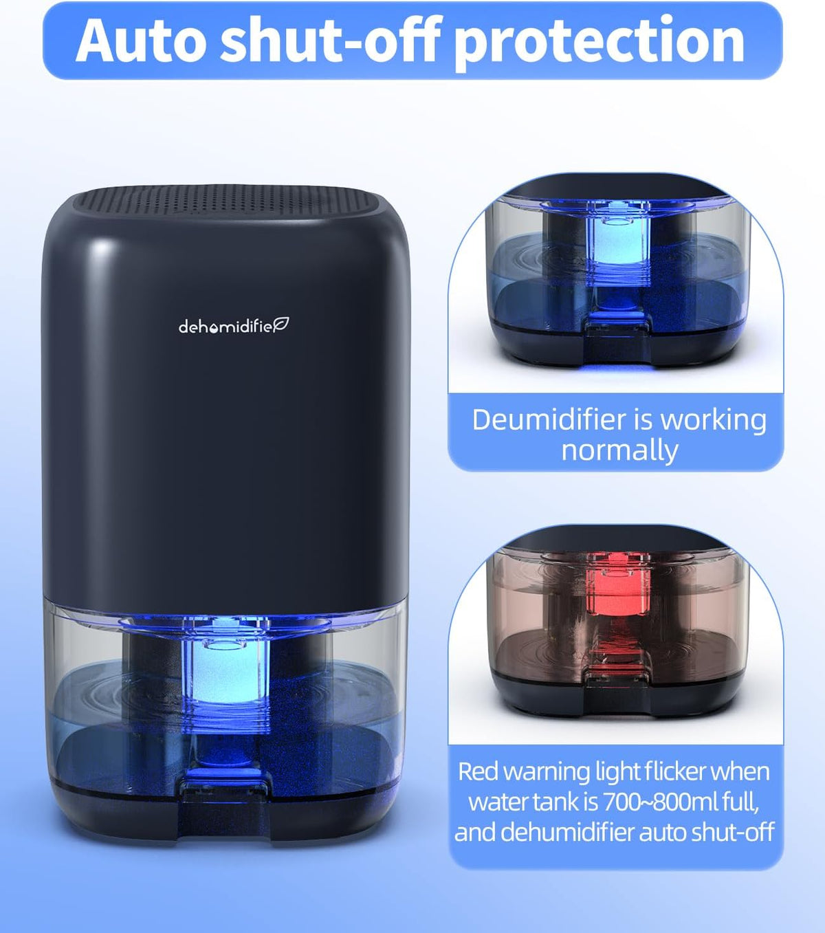 TABYIK Dehumidifier, 35 OZ Small Dehumidifiers for Room for Home, Quiet with Auto Shut Off, Dehumidifiers for Bedroom (280 sq. ft), Bathroom, RV, Closet,Blue