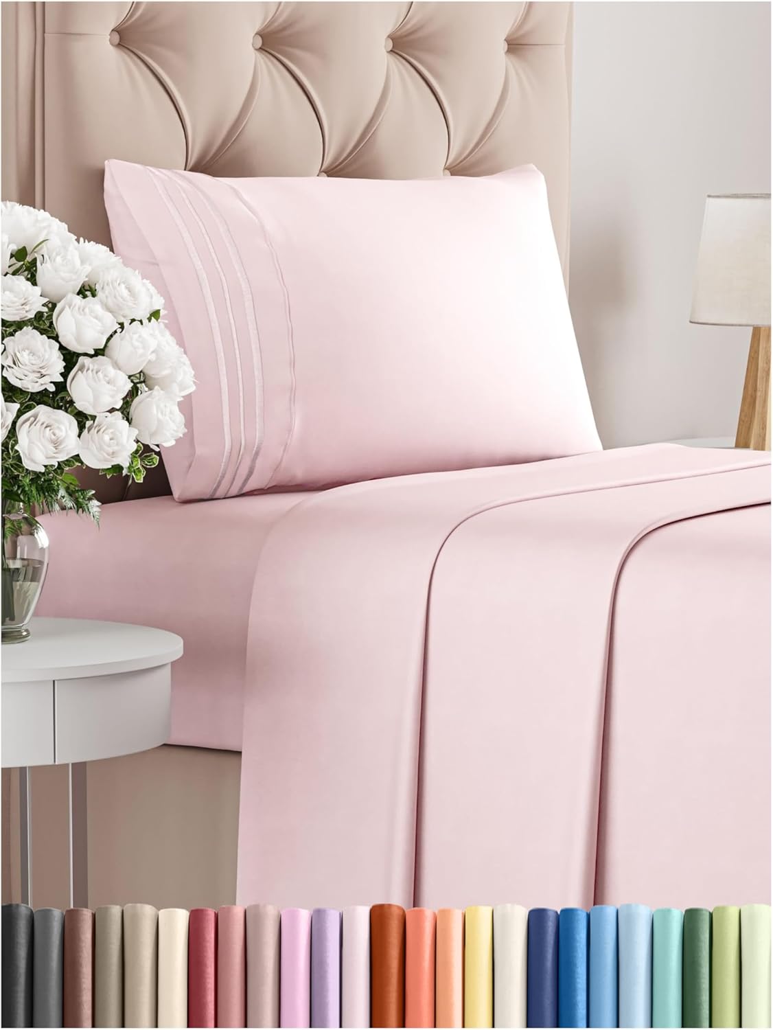 Twin Size 3 Piece Sheet Set - Comfy Breathable & Cooling Bed Sheets Set - Hotel Luxury Bedding for Women, Men, Kids, Teens, Boys & Girls - Deep Pockets, Soft, Wrinkle Free - Oeko-Tex - Lavender Pink