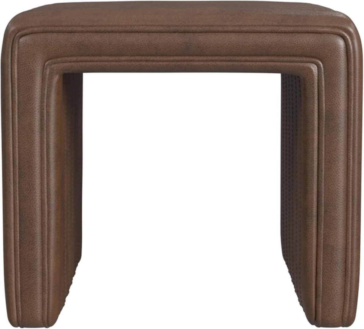HomePop Modern Channel Tufted Faux Leather Ottoman Home Décor|Ottoman for Living Room & Bedroom - Brown Faux Leather