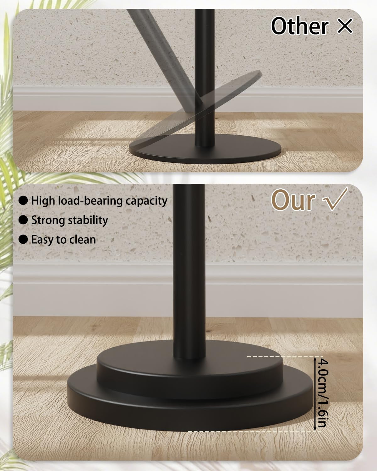 Versatile End Table with Metal Base, Height Adjustable, Vintage Square Indoor Metal Plant Stand, for Sofa, Bedside Small Couch, Living Room and Bedroom, 1 Pack, Dark Brown, GBZ001SZ-1