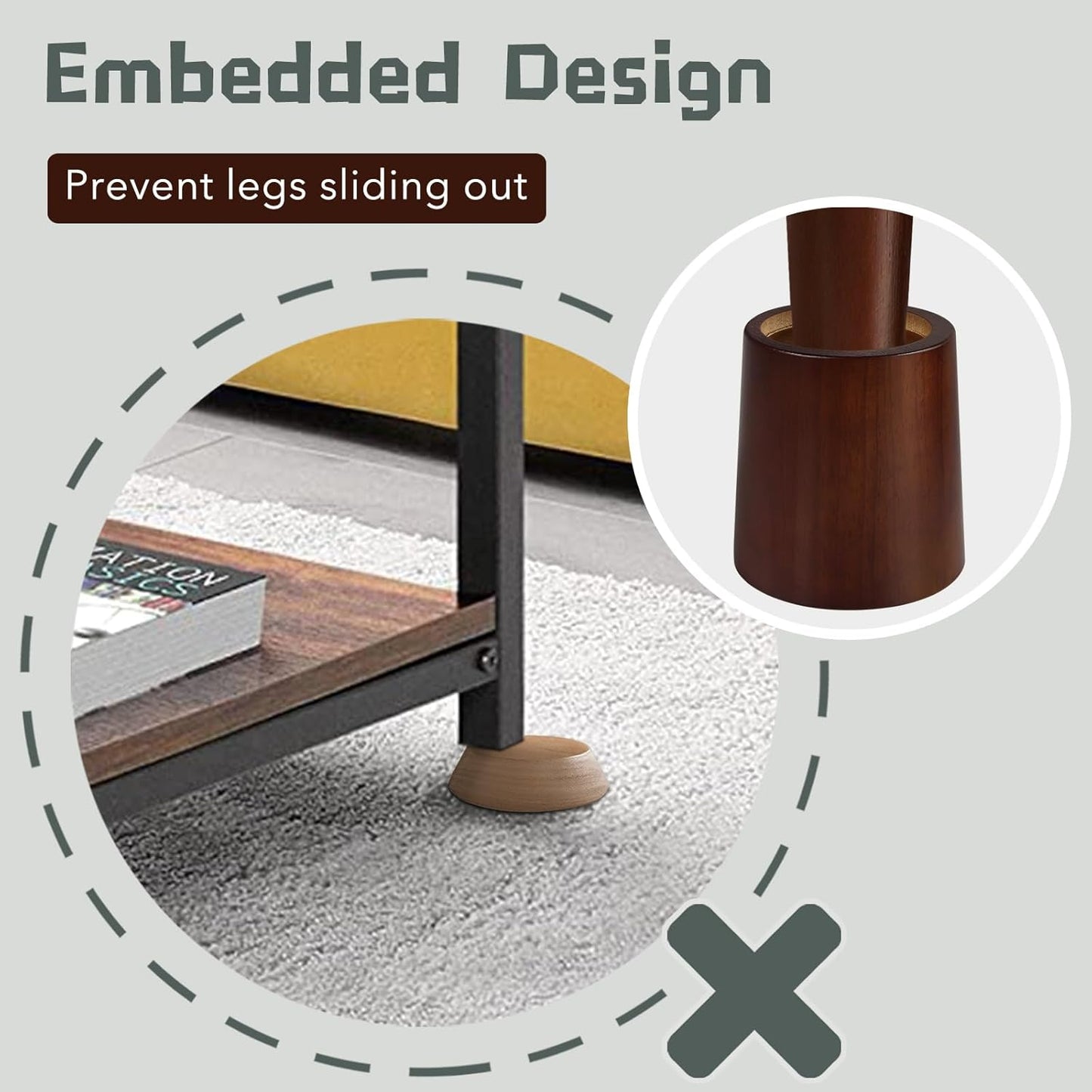 Furniture Raisers Bed Risers - 4 Inch Wooden Circle Heavy Duty Furniture Height Extenders Lifts for Sofa Couch Desk Chair Table Base Raising Space, Convenient Store and Cleaning, Pack of 4
