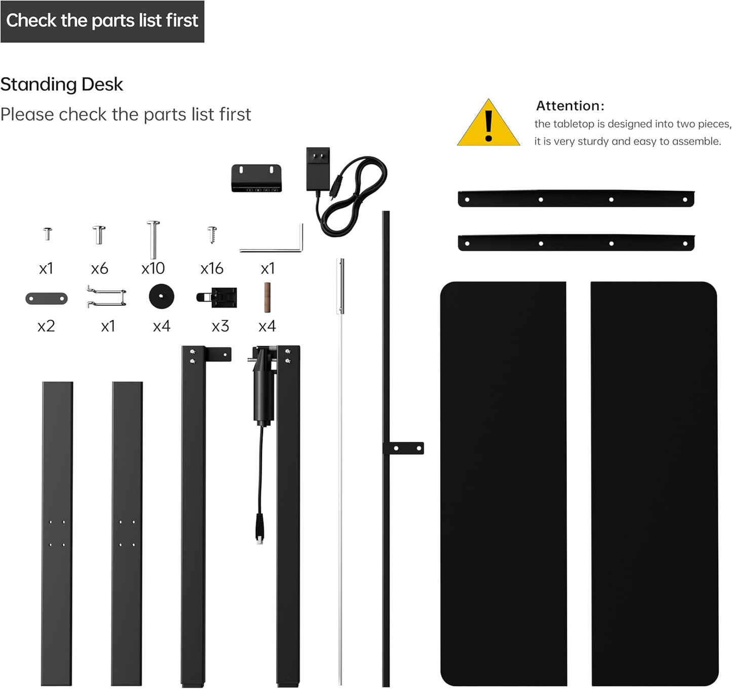 Electric Standing Desk Adjustable Height, 32x20 Inches Sit Stand up Desktop for Home Office, Ergonomic Rising Computer Table with Memory Preset, Black