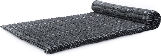 Leewadee - Kapok Roll Mat – Handcrafted Folding Sleep & Relaxation Mattress from Thailand, Ideal as Guest Bed, Camping Mat, Yoga Mat or Traditional Futon, 75 x 39 inches, Black