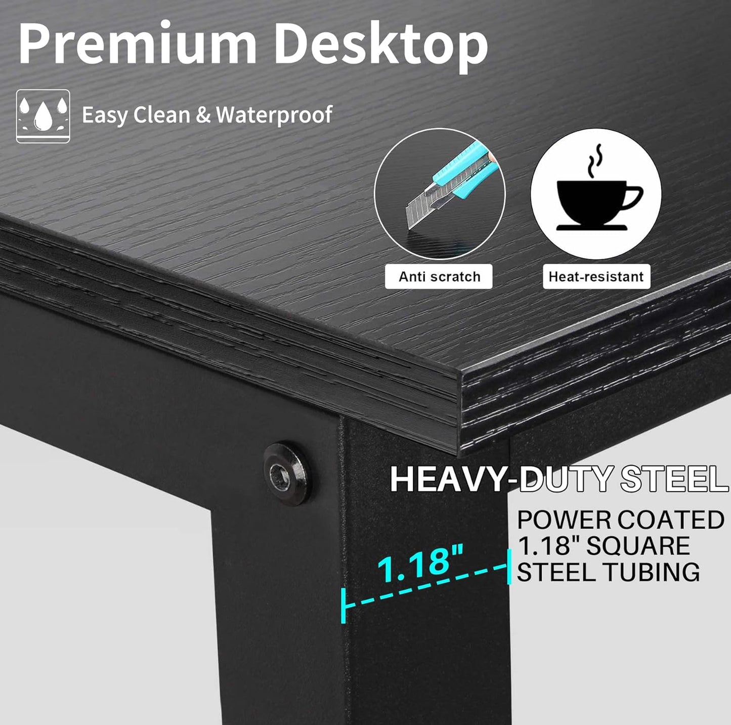 Aquzee Computer Desk with Hutch and Bookshelves, Large Leg Room 47 inch Width Black Desk with Space Saving Storage Shelves for Home Office,Study, Work, Easy Assemble