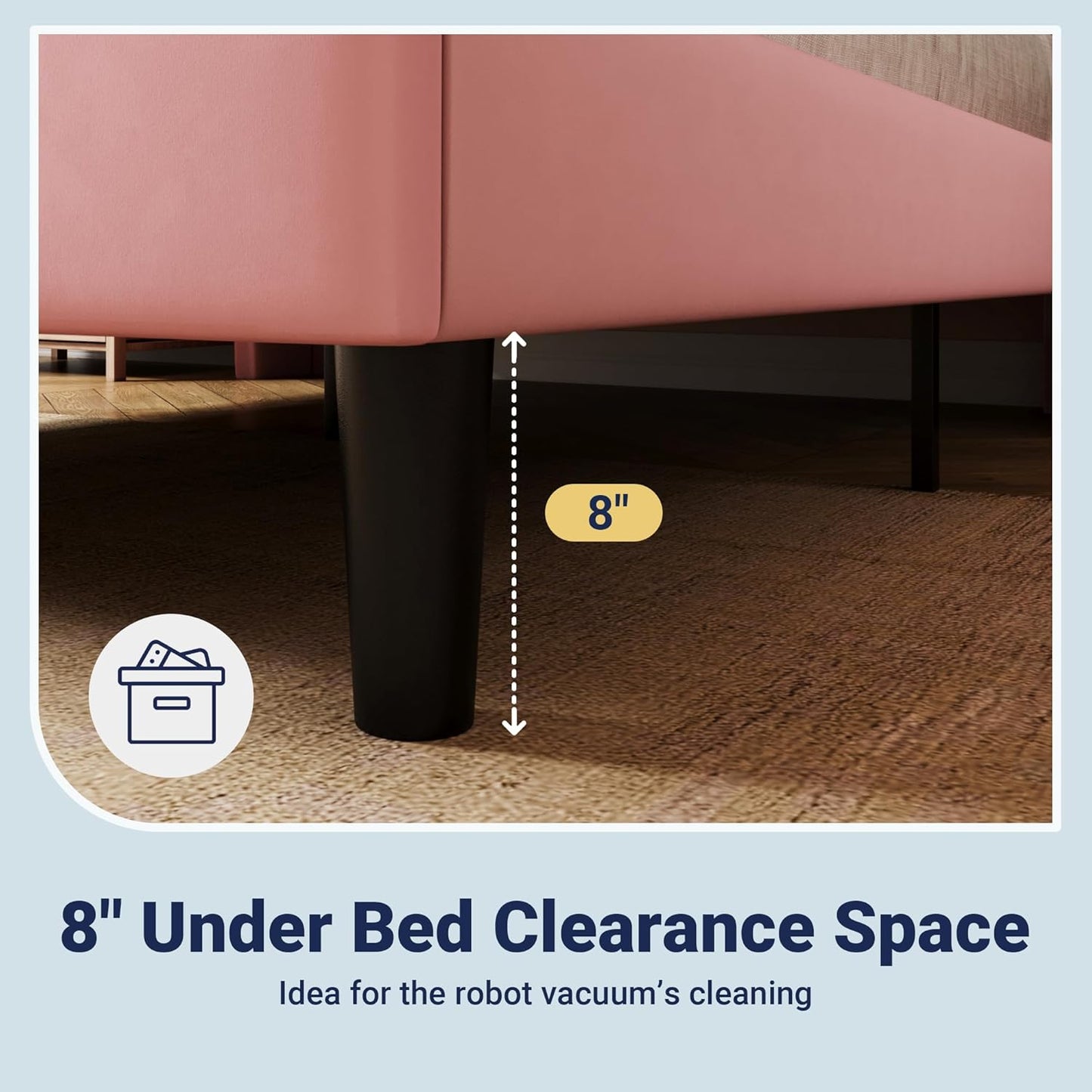 Allewie Full Size Platform Bed Frame with Velvet Upholstered Wingback Headboard, No Box Spring Needed, Under Bed Storage Space, Strong Wooden Slats, Modern Mattress Foundation, Easy Assembly, Pink