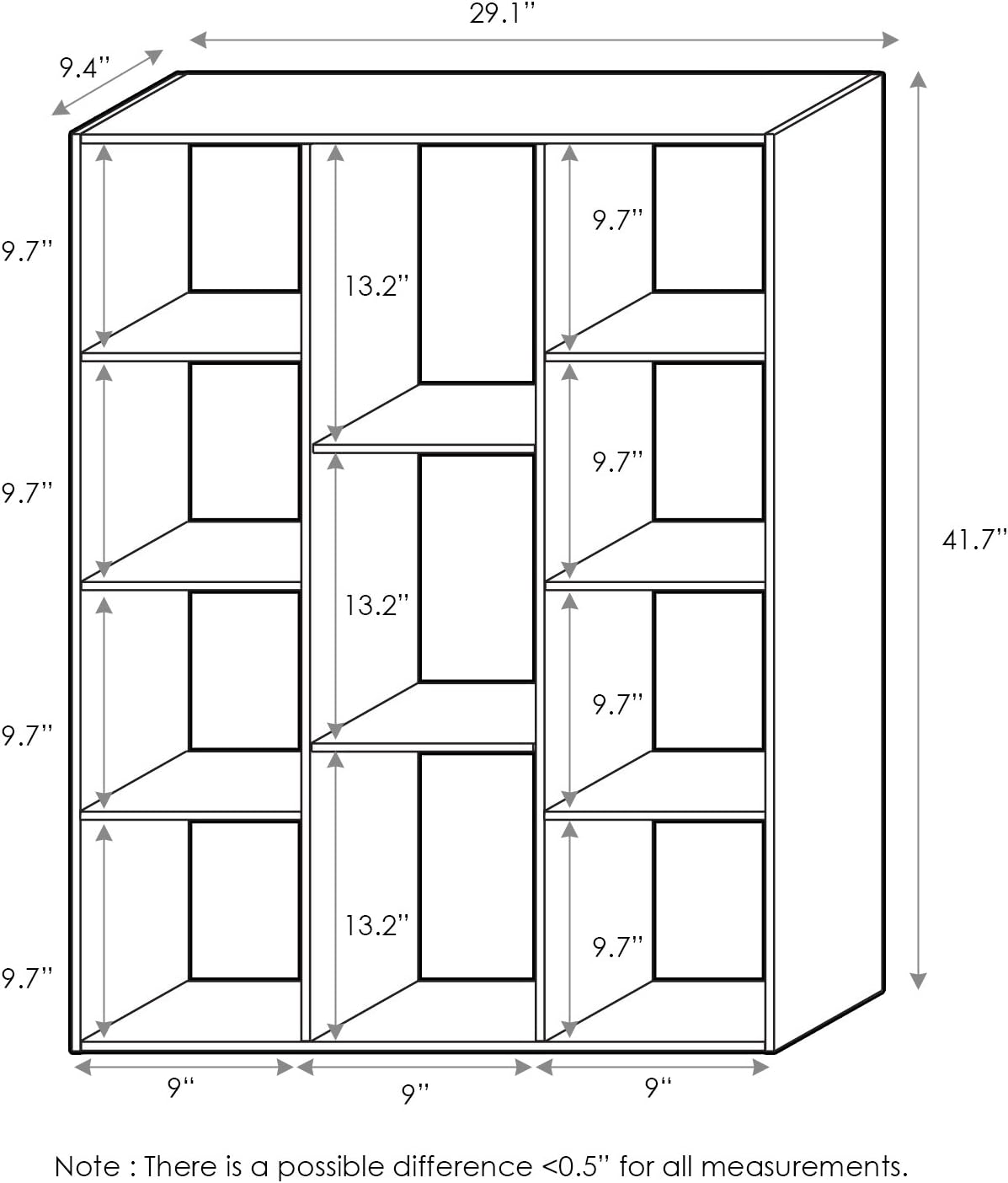 Furinno Luder Bookcase / Book / Storage , 11-Cube, White/Pink
