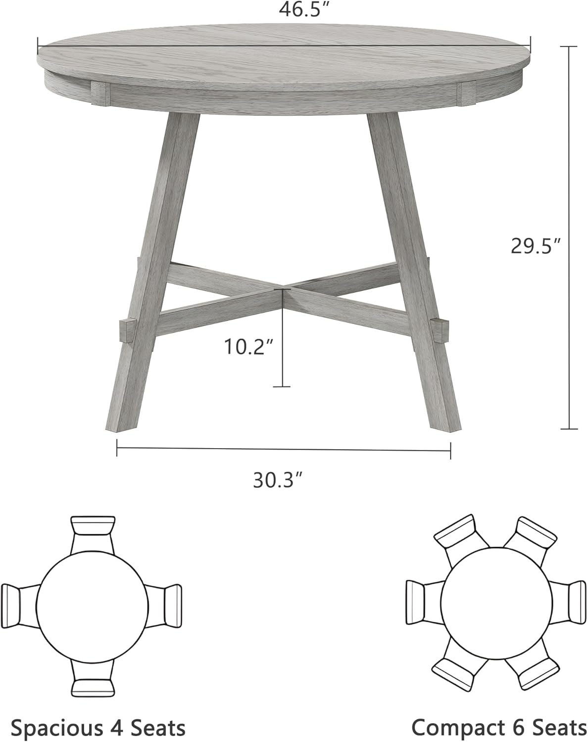 5-Piece Solid Wood Dining Table Set for 4, Modern Breakfast Dinette Kitchen Table with Chairs for Dining Room, Kitchen, Grey