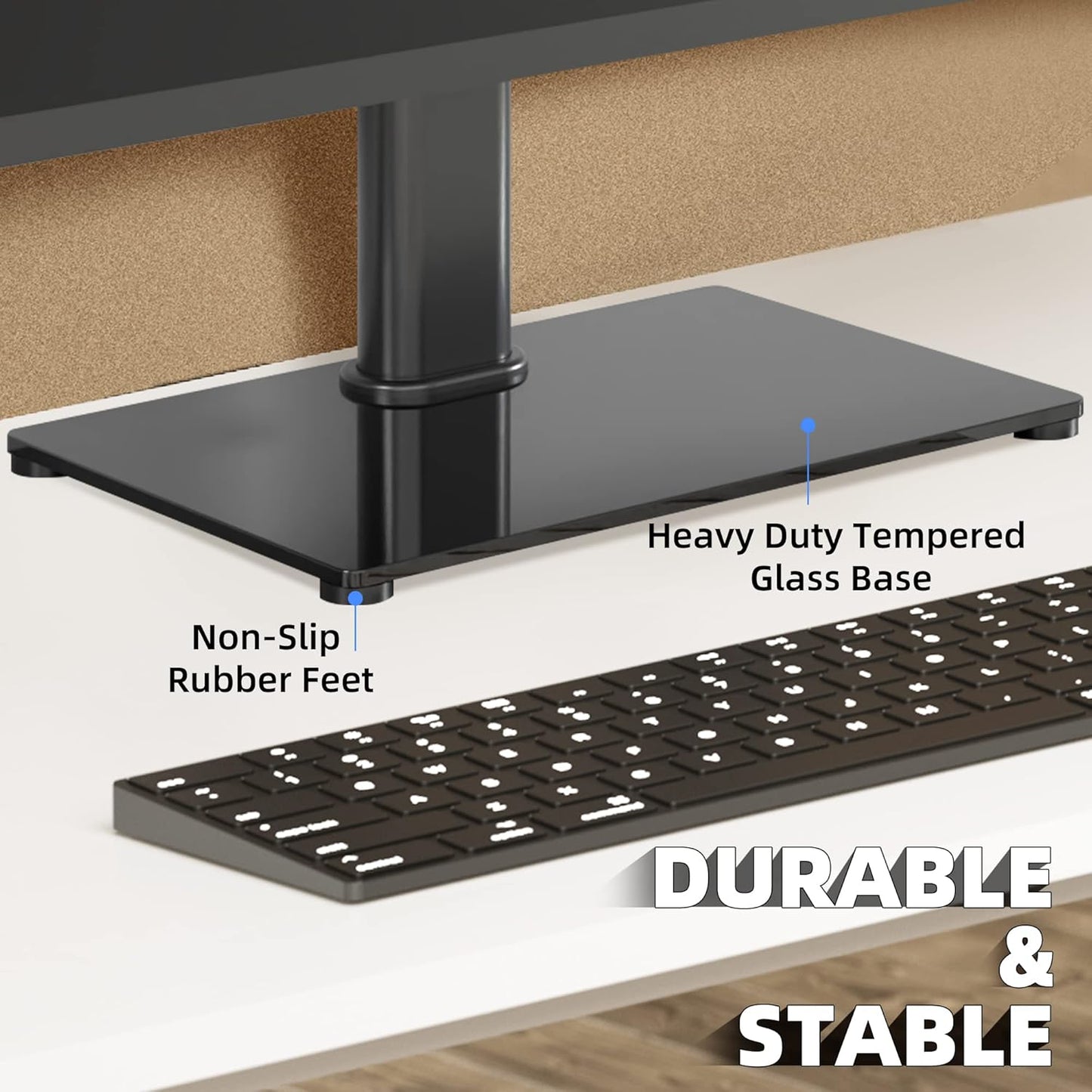Universal TV Stand Base, Table Top TV Stand for 17-55 Inch LCD/LED TVs, Height Adjustable Monitor Mount Stand with Tempered Glass Base Holds up to 88lbs VESA 400x400mm, TS102