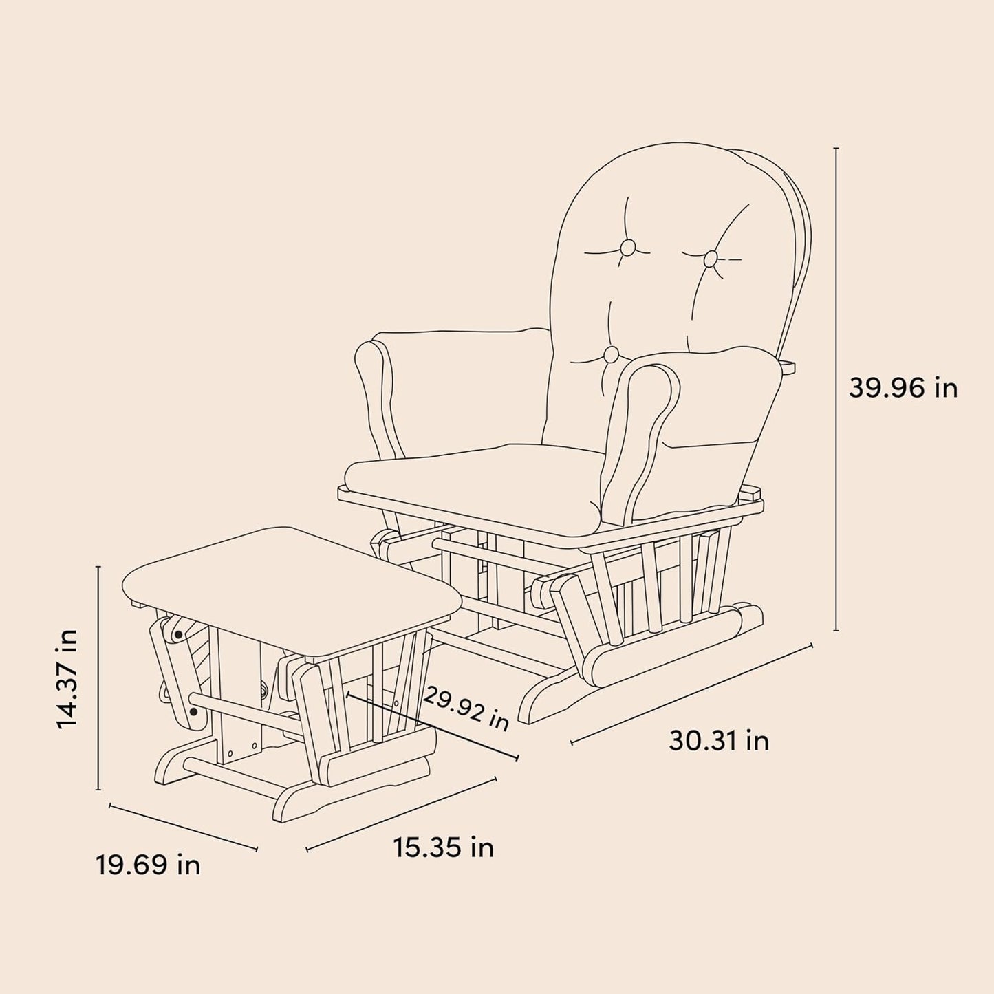 Storkcraft Premium Hoop Glider & Ottoman (Natural/Light Gray) — GREENGUARD Gold Certified Nursery Glider, Solid Wood Craftsmanship, Smooth-Gliding Nursery Chair and Ottoman, Award-Winning