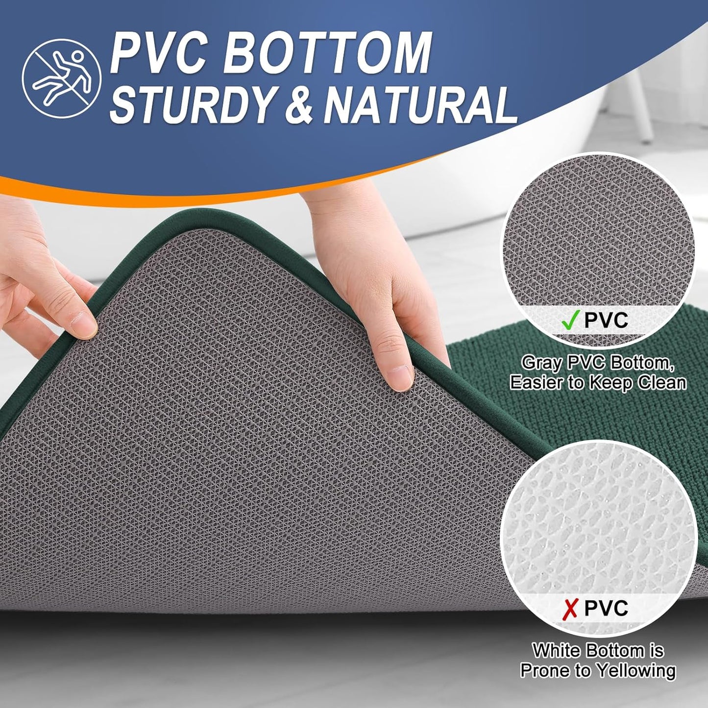 OLANLY Thick Memory Foam Bath Mat Rug 30x20, Extra Soft Absorbent Bathroom Rug, Quick Dry Bath Mats, Non-Slip, Washable Carpet for Bathroom, Tub and Shower, Home Decor Accessories, Blackish Green