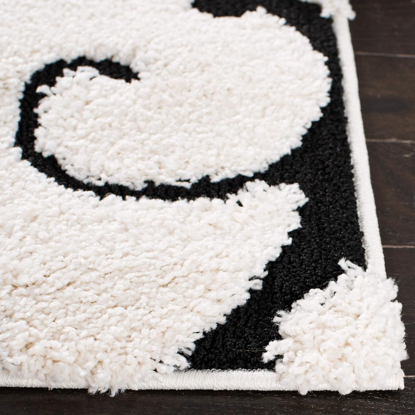 SAFAVIEH Florida Shag Collection Area Rug - 9'6" x 13', Ivory & Black, Scroll Design, Non-Shedding & Easy Care, 1.2-inch Thick Ideal for High Traffic Areas in Living Room, Bedroom (SG455-1290)