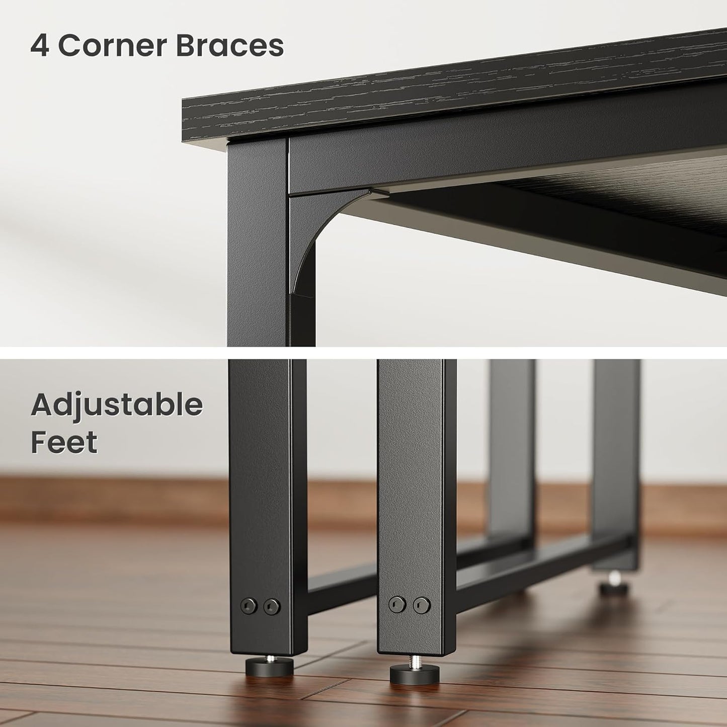 Huuger 63 x 31.5 inch Desk with Power Outlets & USB-C, 1.2 Inch Thicker Desktop, Robust Metal Tubes, Deep Computer Desk, Heavy Duty Office Work Desk, for Home Office, Black