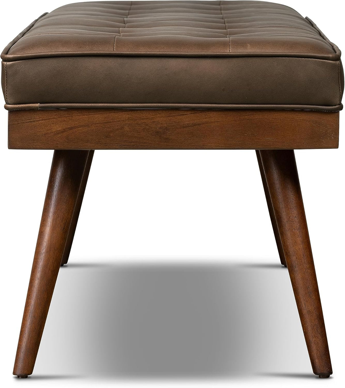 POLY & BARK Napa Luca Leather Bench in Cocoa Brown