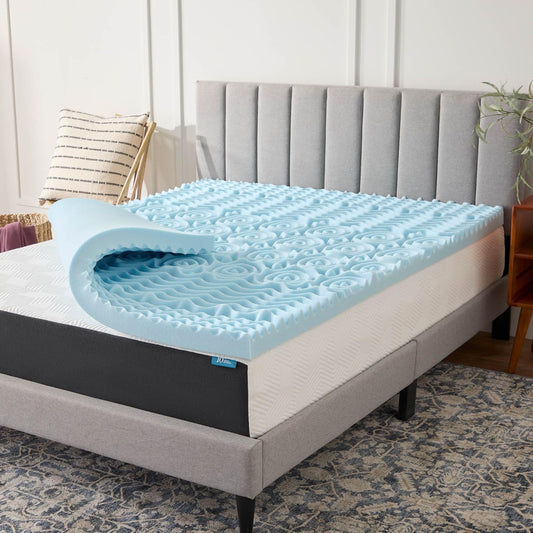 LUCID Gel Infused Memory Foam Mattress Topper – 3 Inch Mattress Topper – 5 Comfort Zones Relieve Pressure – CertiPUR-US Certified Foam - Full