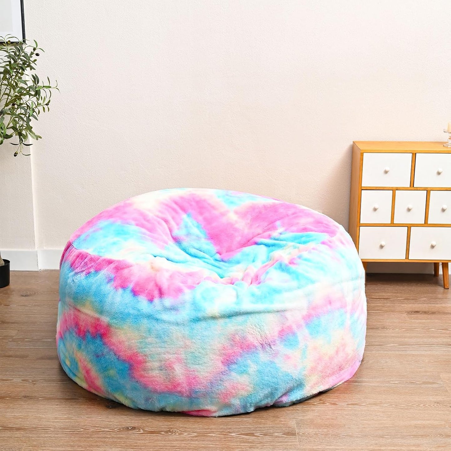 Colorful Bean Bag Chair for Adults Kids Without Filling Comfy Fluffy Giant Round Beanbag Lazy Sofa Cover for Reading Chair Floor Chair, 7FT, Multicolored