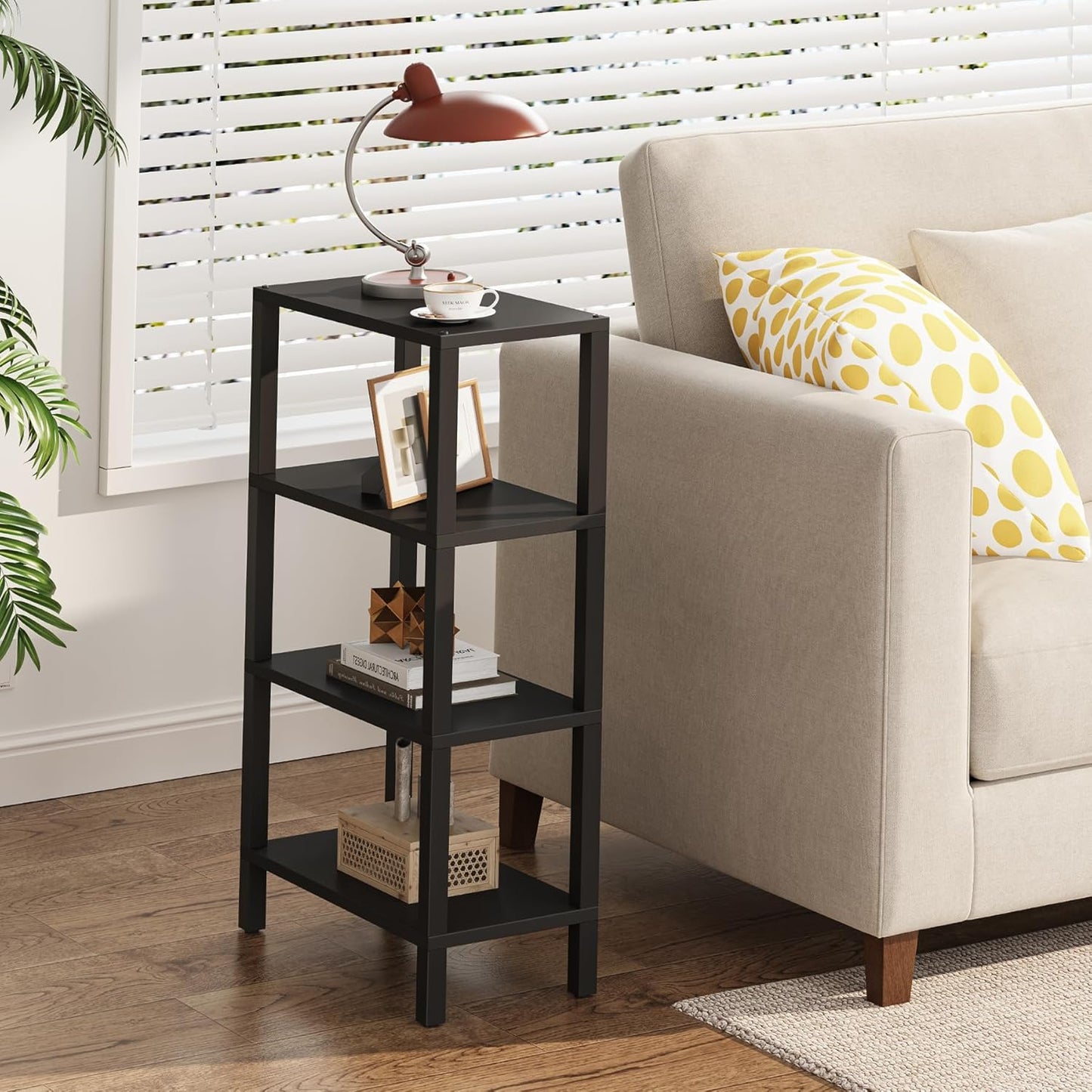 TUTOTAK Small Side Table, Narrow End Table, Skinny Sofa Table, Slim Nightstand, Couch Table, Living Room, Bed Room, Black TB01BK0782