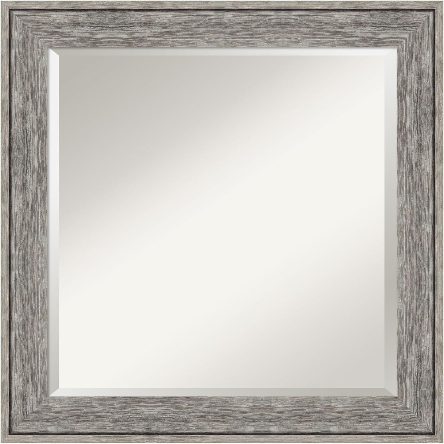 Amanti Art Grey Wall Mirror 25x25 Regis Barnwood Grey Square Bathroom Mirror for Wall Decor Living Room, Medium Rustic Farmhouse Wood Frame, Hangs Horizonally and Vertically, Bathroom Decor, Beveled