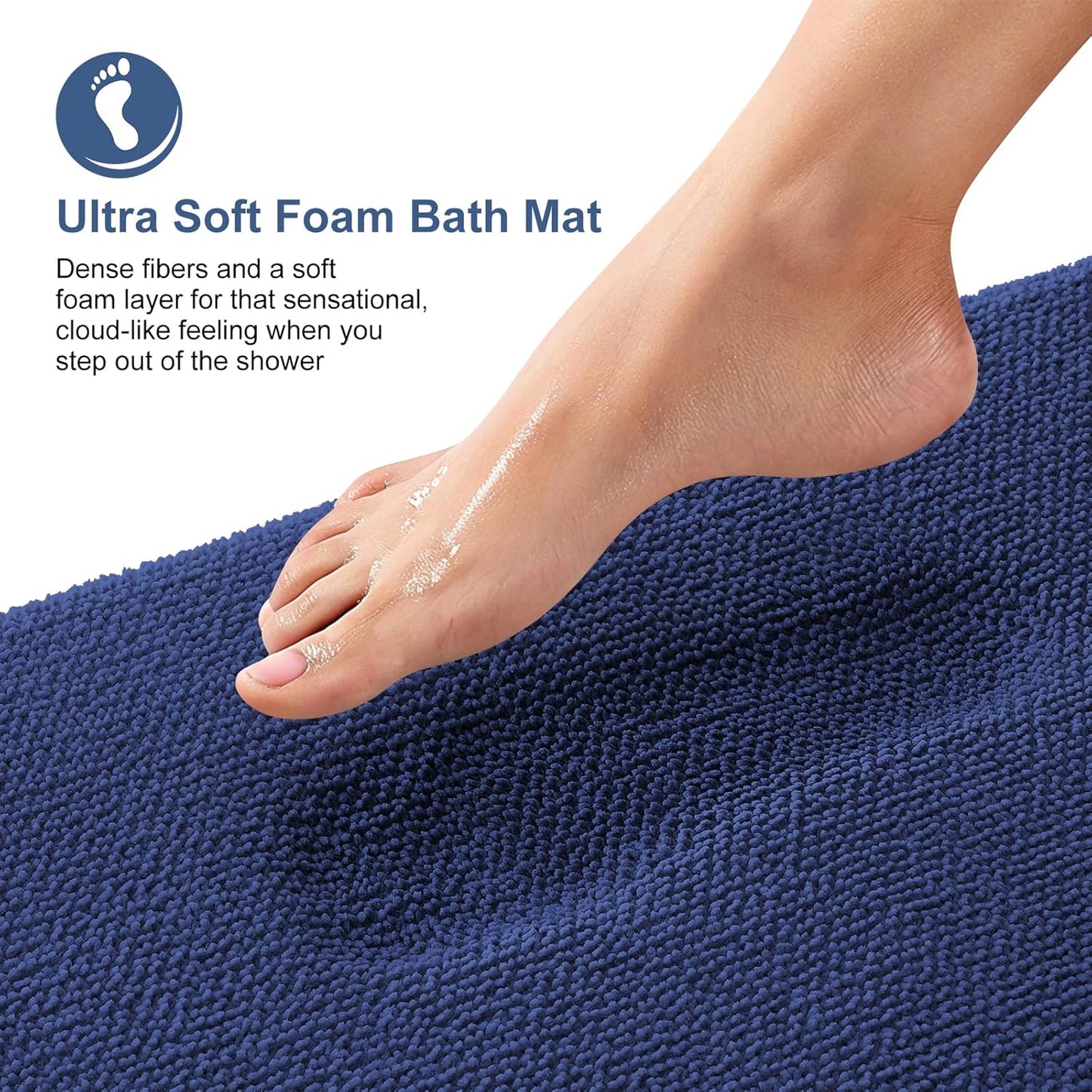 OLANLY Thick Memory Foam Bath Mat Rug 30x20, Extra Soft Absorbent Bathroom Rug, Quick Dry Bath Mats, Non-Slip, Machine Washable Carpet, Tub and Shower, Home Decor Accessories, Twilight Sapphire