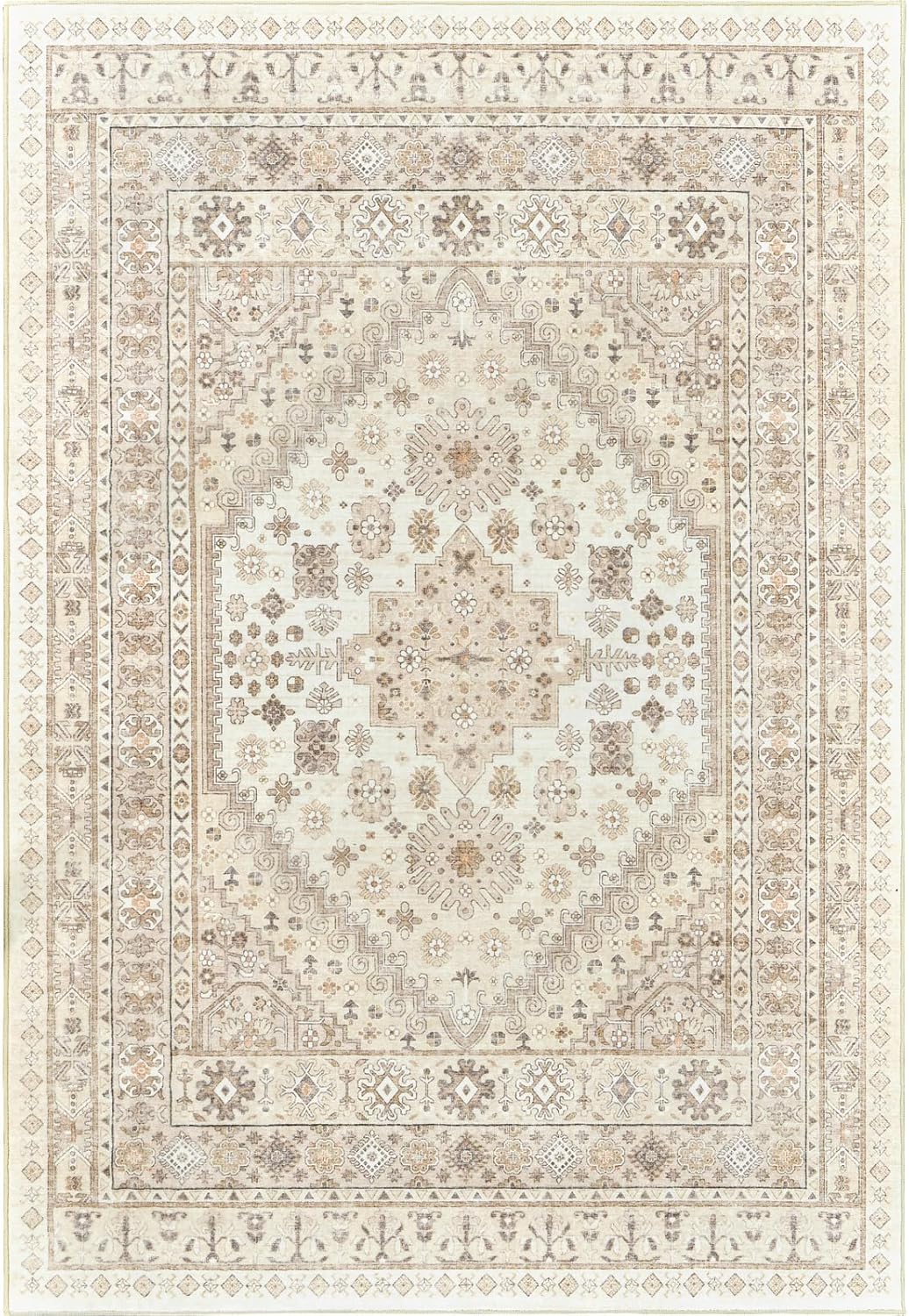 zesthome 12x15 Area Rugs, Large Washable Rug, Ultra-Thin Stain Resistant Rugs for Living Room, Bedroom, Non-Slip Backing Home Decor Area Rug (Cream/Beige,12'x15')