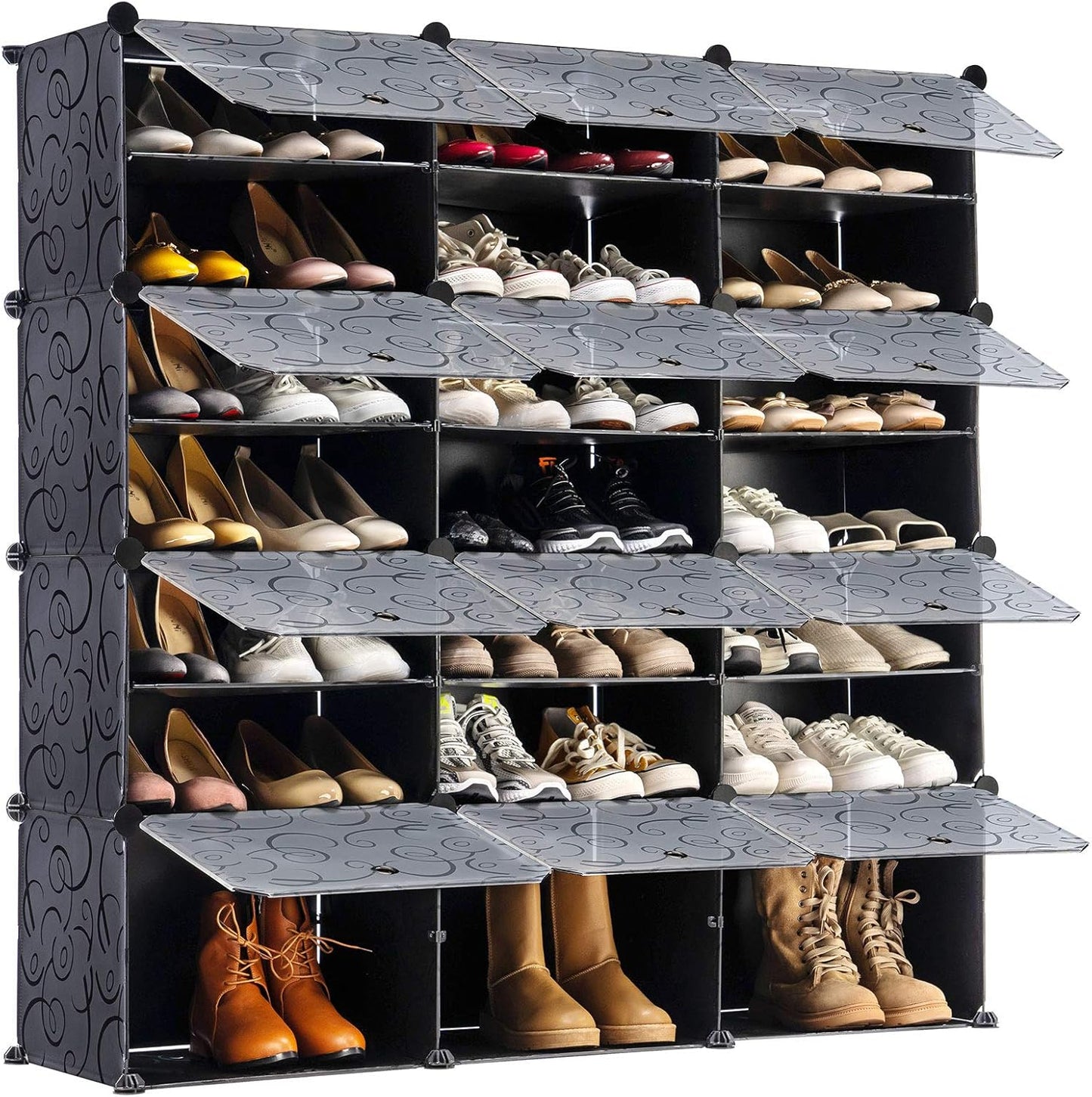 Portable Shoe Rack Organizer, 48-Pair Tower Shelf Storage Cabinets, Plastic Shoe Organizer for Entryway, Expandable for Heels,Boots,Slippers