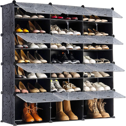 Portable Shoe Rack Organizer, 48-Pair Tower Shelf Storage Cabinets, Plastic Shoe Organizer for Entryway, Expandable for Heels,Boots,Slippers