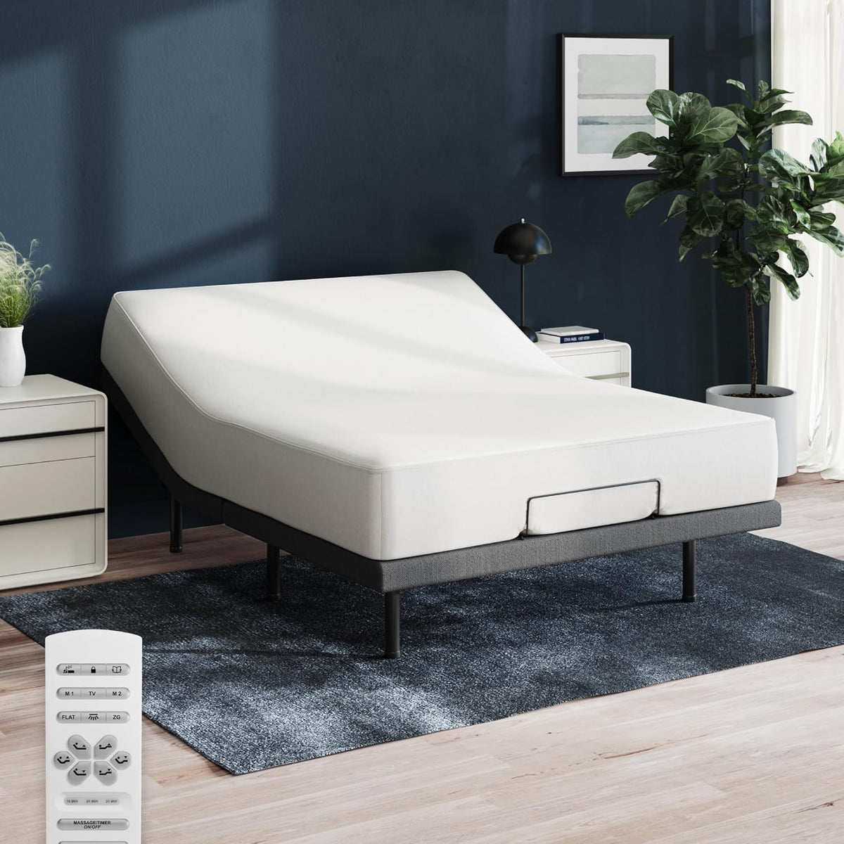 Nectar Ultra Full Adjustable Base & 15” Mattress - Head & Foot Incline - Medium Firm Memory Foam - Cooling Upgrade - 3 Massage Settings - 365-Night Mattress Trial