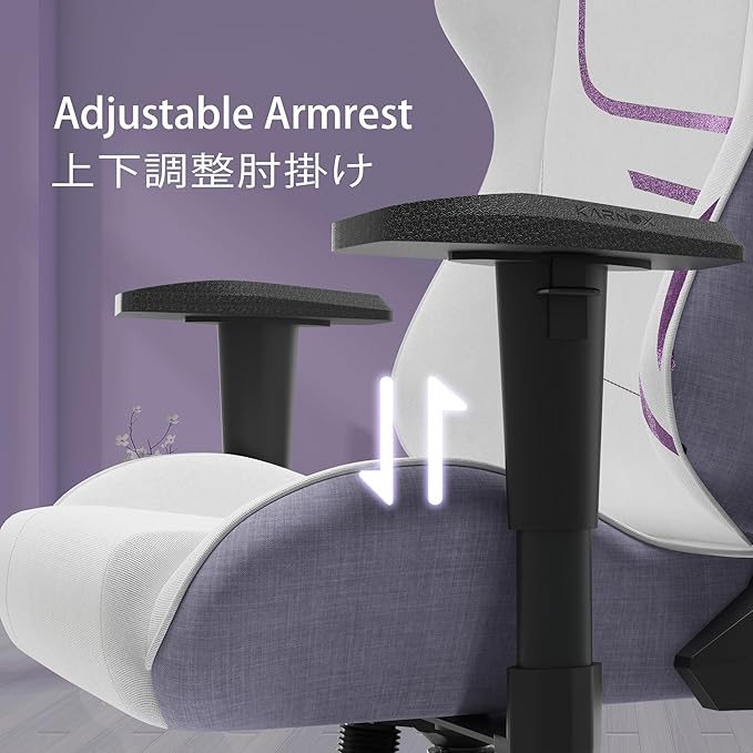 KORNOX Ergonomic Gaming Chair Fabric for Adults,Office Chair High Back,Game Chair Cloth Height Adjustable for Teens,Game Chair Racing with Headrest and Lumbar Support for Girl,White and Purple