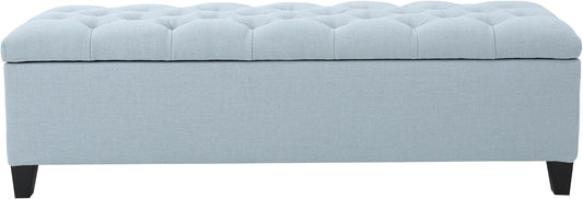Christopher Knight Home Ottilie Fabric Storage Ottoman, Light Sky, Dimensions: 17.50 inches deep x 51.00 inches wide x 17.00 inches high.