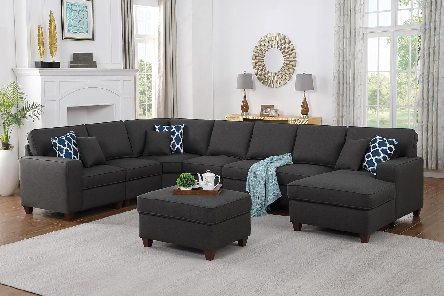 Leio Sectional Modular Sofa with Ottoman for Living Room, Apartment, Bedroom, Office, Dorm
