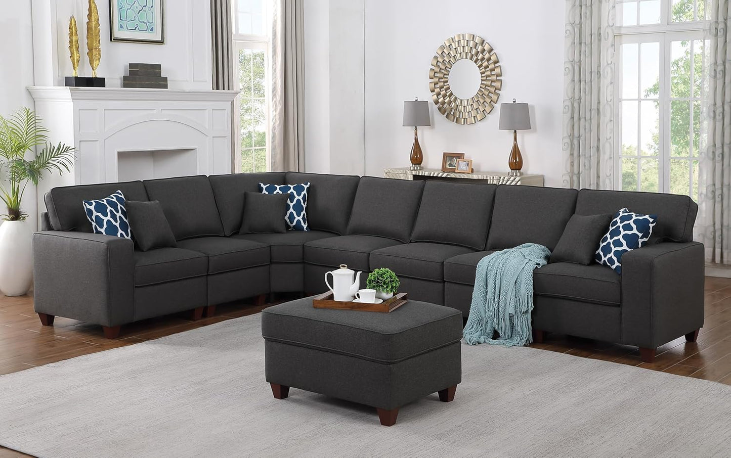 Leio Sectional Modular Sofa with Ottoman for Living Room, Apartment, Bedroom, Office, Dorm