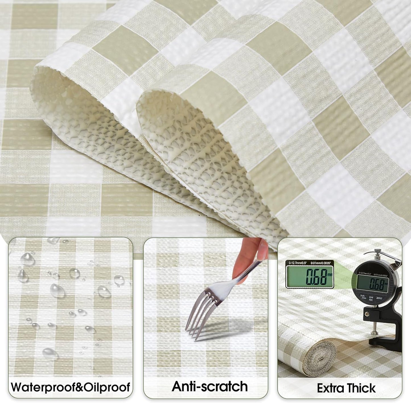 Beautysaid Shelf and Drawer Liner for Kitchen Cabinet, Non Adhesive Non Slip Shelf Paper Waterproof Washable Thickened for Dresser Pantry Shelve Bathroom Protector Liner(Checkered,12 in x 20FT)