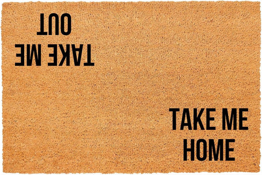 Funny Coir Doormat Take Me Home Take Me Out Front Door Mat Entryway Outdoor Mat with Heavy Duty Front Porch Decor Patio Welcome Mats Entry Natural Coconut Brown Novelty Gift Mat 23.7 x 15.7 inch